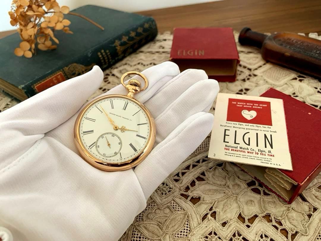 1909製 ELGIN 懐中時計 15J ゴールドフィルドケース 箱付 USA
