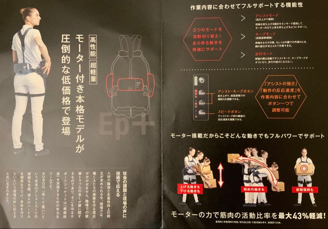 電動アシストスーツ高性能・超軽量SUPPORT JACKET Ep+ROBO 3