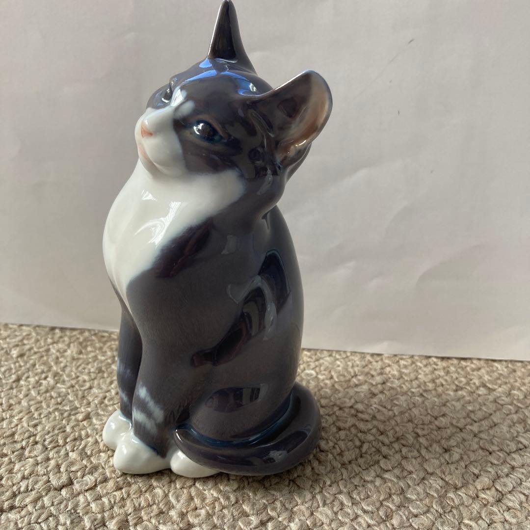 ロイヤルコペンハーゲン　ビンテージ猫の置物　2点　高さ14cm
