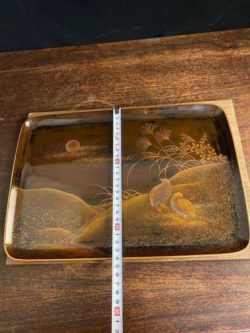 金蒔絵盆 金箔装飾　日本工藝　茶道具，古美術　骨董　漆器　蒔絵　文房具　工芸品