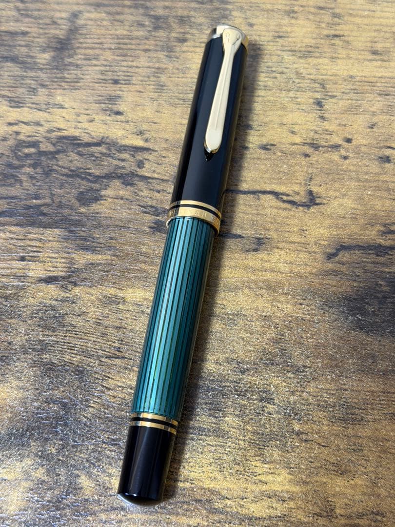 旧天冠　M800 18c ゴールド　M ペリカン　万年筆　緑縞　バイカラー