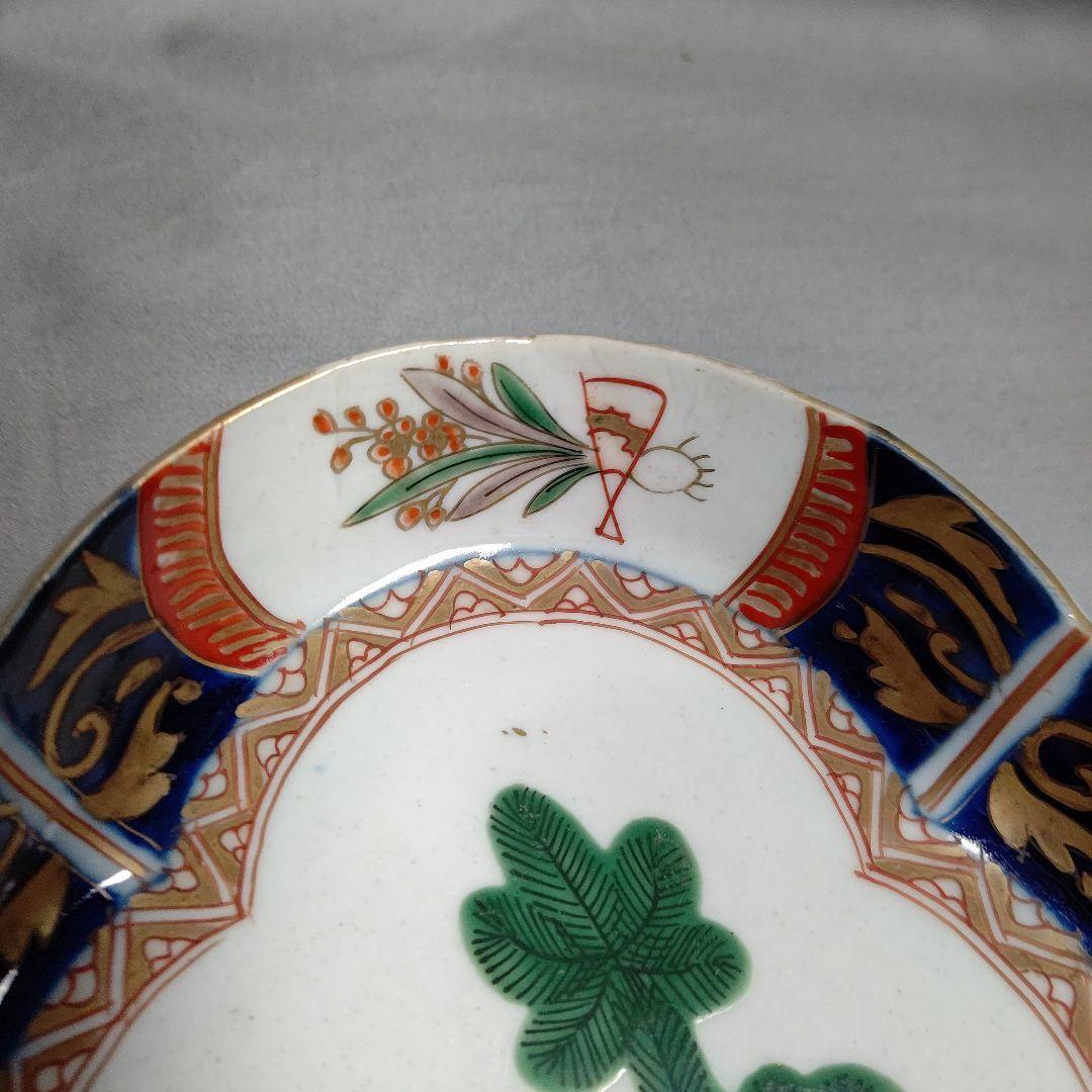 古伊万里 金蘭手 松扇文 膾皿 二客 17×14cm