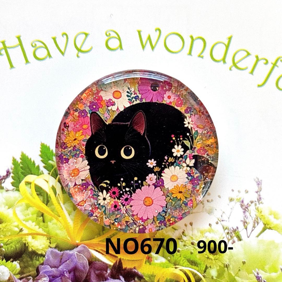 NO 667レジン　ヘアゴム　ブローチ　ハンドメイド　猫ちゃん