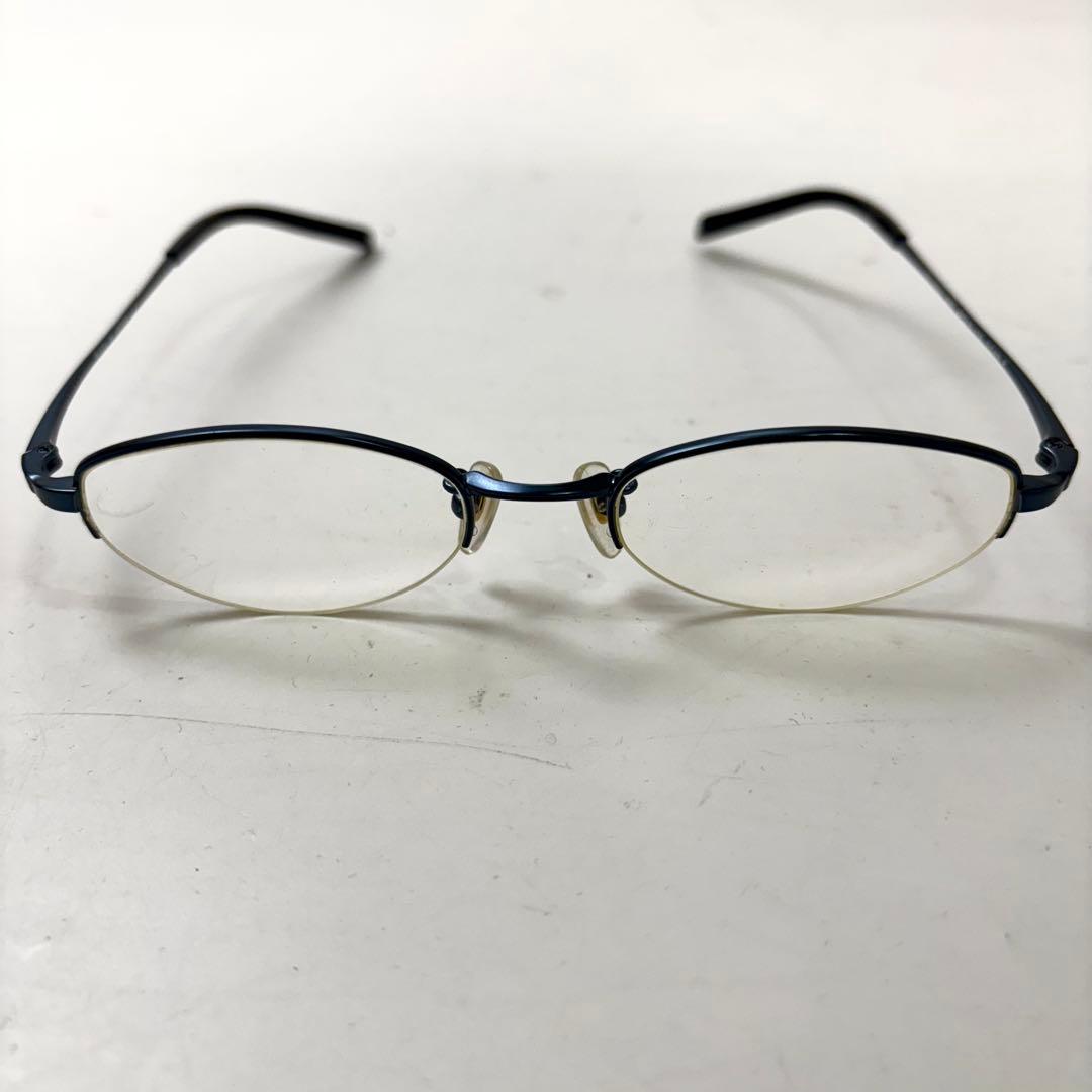 グッチ GUCCI 眼鏡 めがね 度入り ハーフリム ロゴ クリアレンズ　日本製