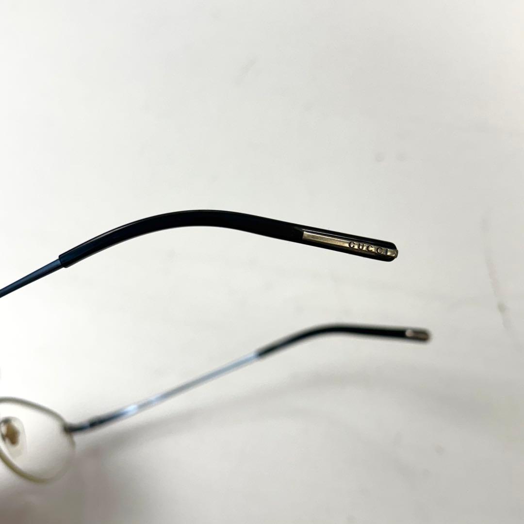 グッチ GUCCI 眼鏡 めがね 度入り ハーフリム ロゴ クリアレンズ　日本製