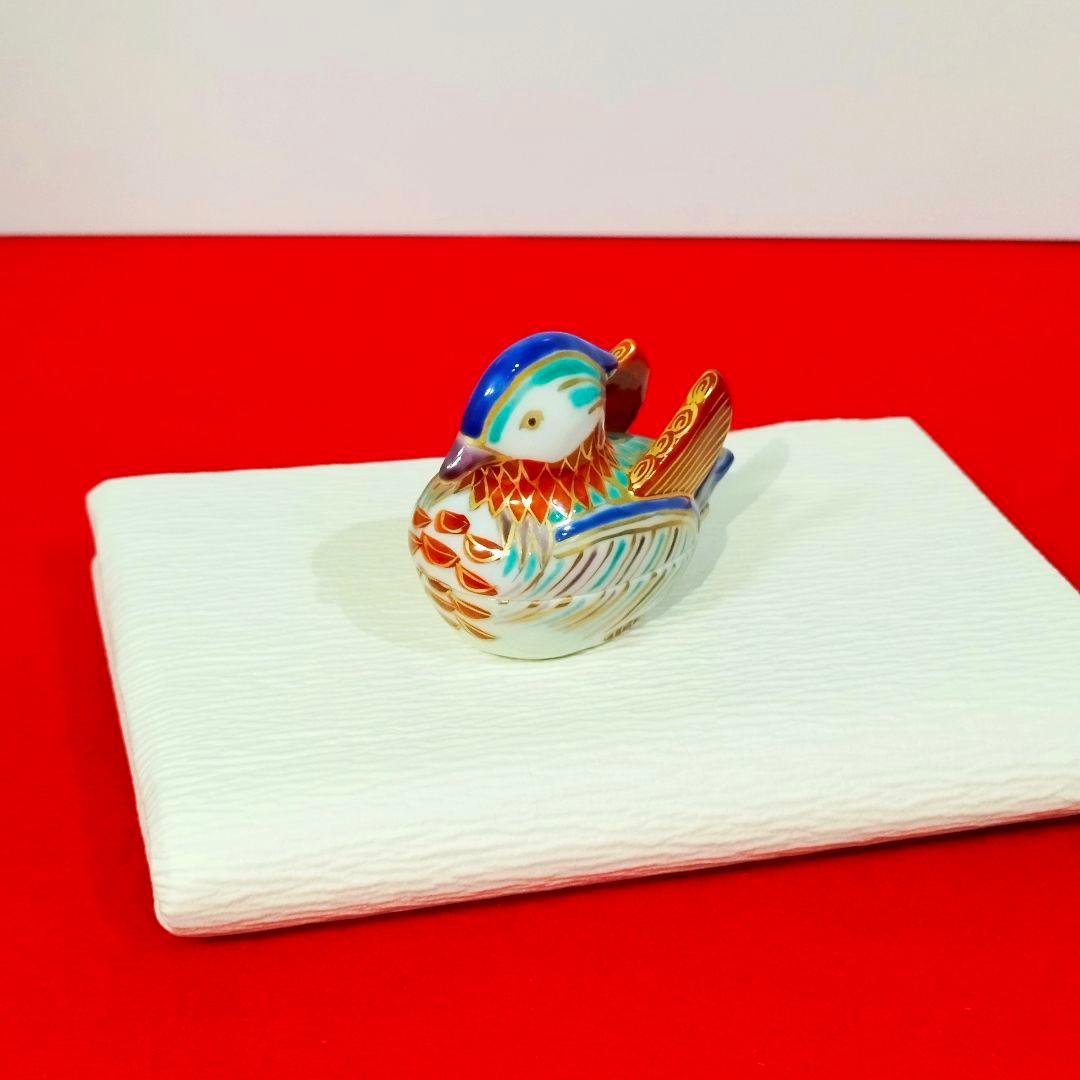 【新品⇒半額!!】 香合 色絵鴛鴦（おしどり） 高野 昭阿弥造 共箱 共栞