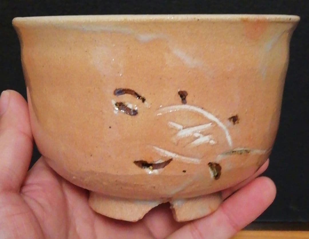 杉本貞光作　信楽焼　御本　亀図　茶碗　共箱　茶道具