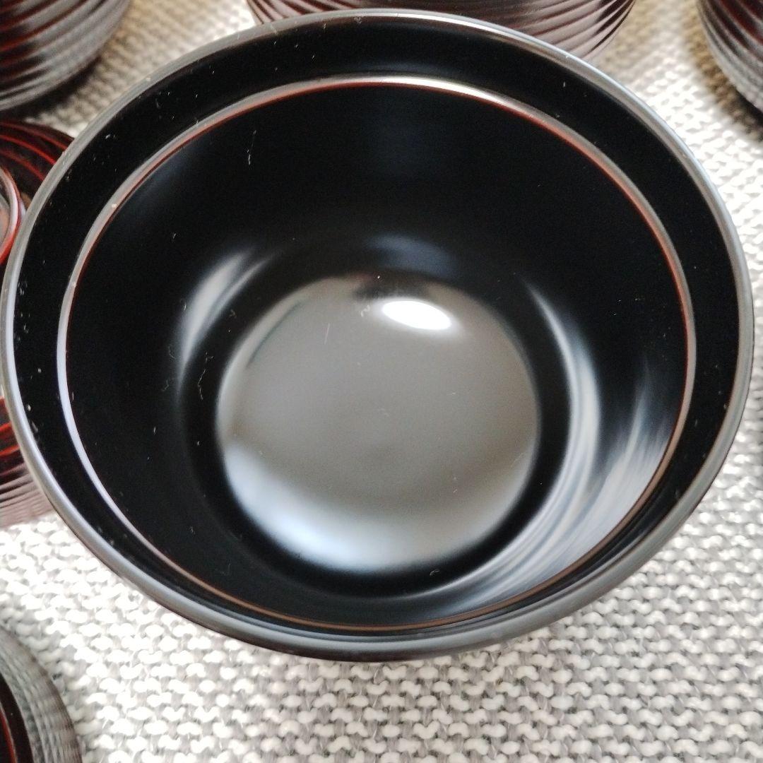 漆器の御吸物椀5客と陶器の小附5客