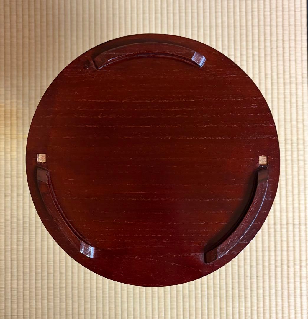 茶道具　丸卓　溜塗　秀栄作