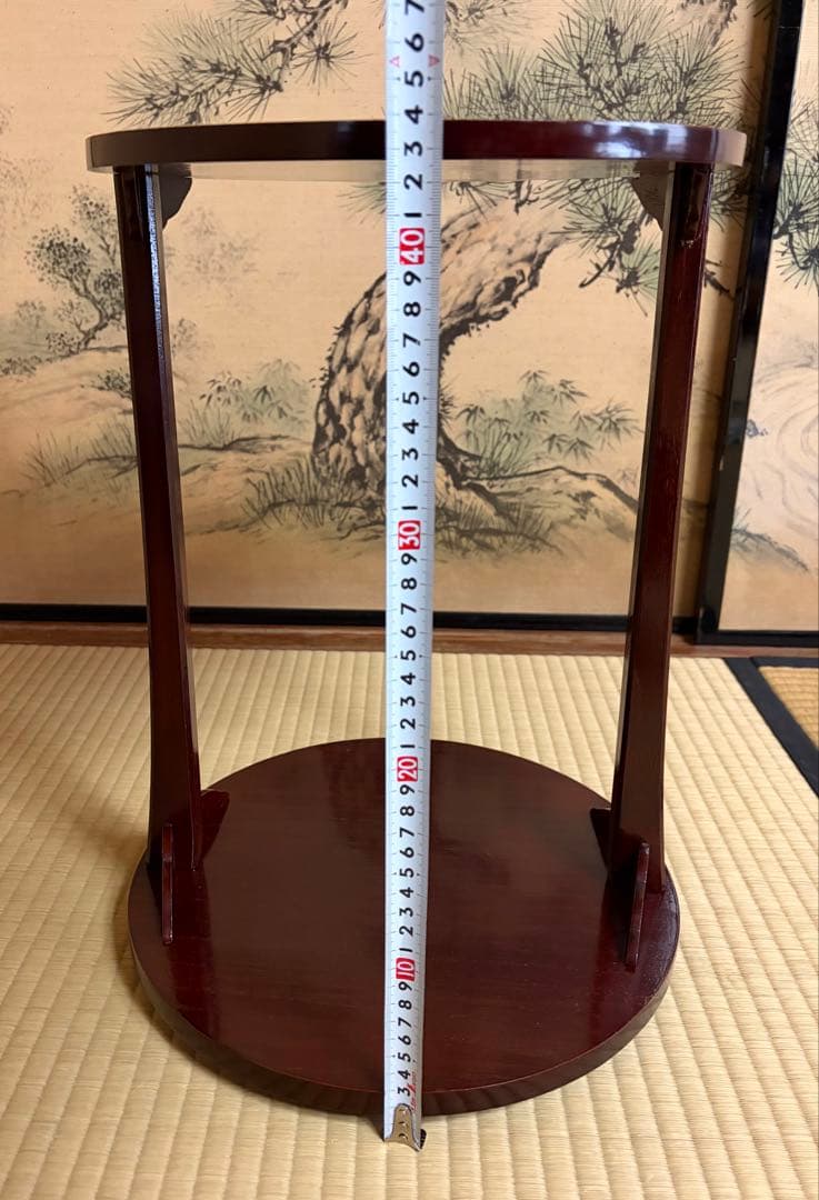 茶道具　丸卓　溜塗　秀栄作