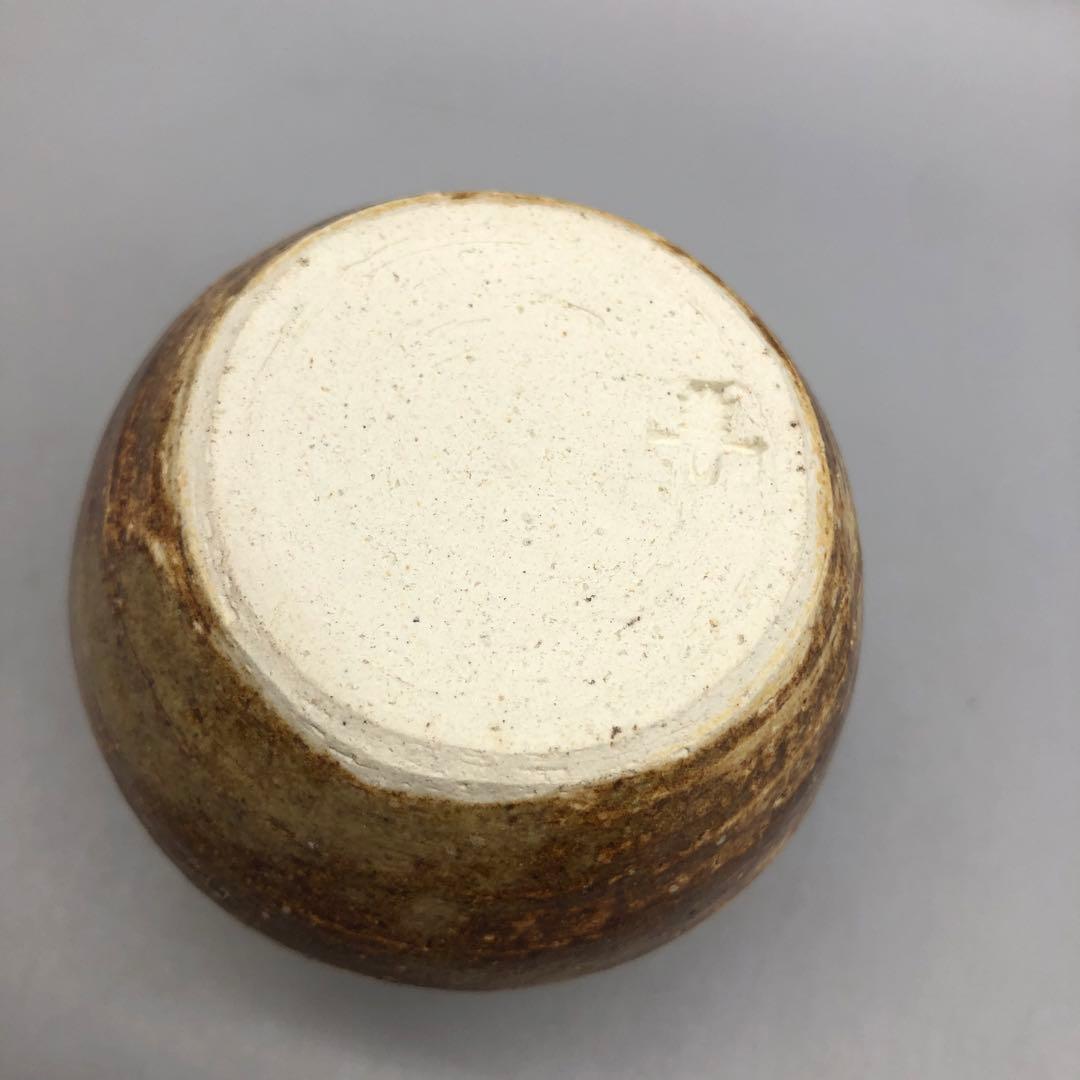 深緑&茶褐色釉薬模様陶器茶入小壺2点セット伝統工芸茶道具ビンテージ置物