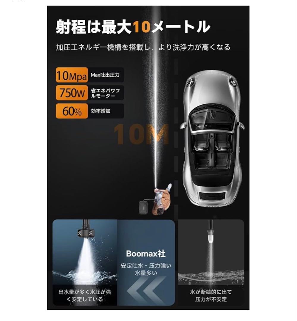 高圧洗浄機 22L折り畳みバケツ付き コードレス高圧洗浄機 充電式