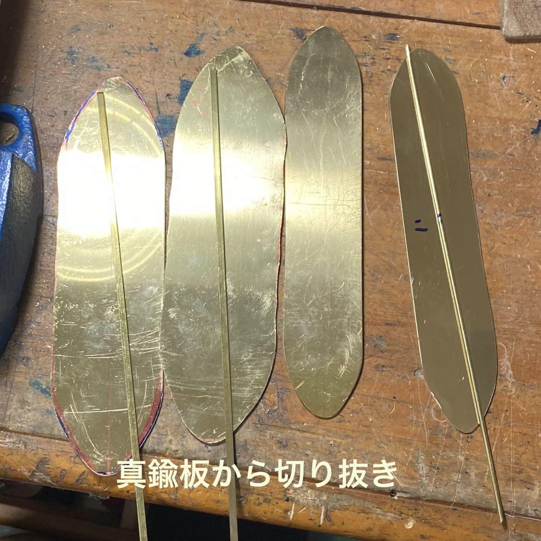 幅45mm 真鍮フェザーバングル 真鍮色仕上げ ハンドメイド