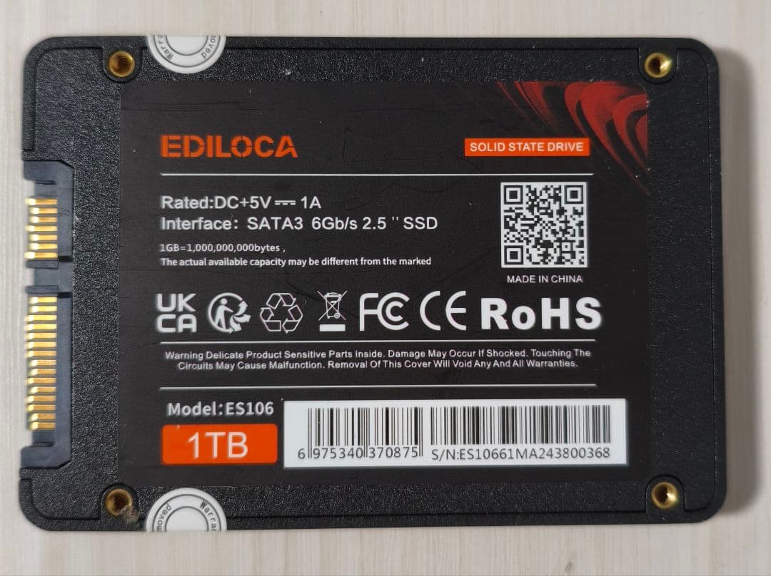 内蔵型SSD SATA SSD EDILOCA ES106 1TB