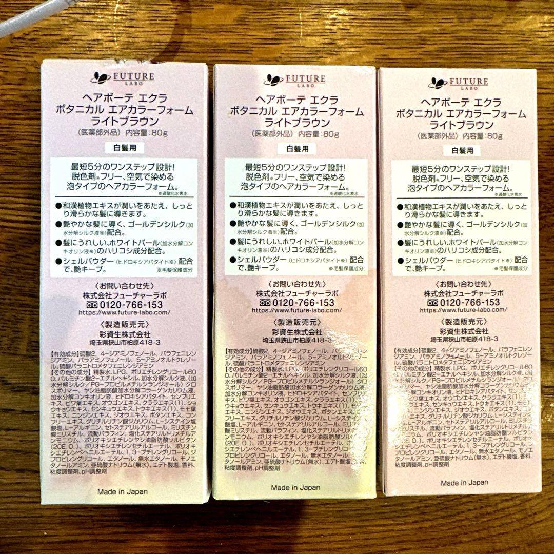 ヘアボーテ エクラ ボタニカルエアカラーフォーム ライトブラウン3本セット