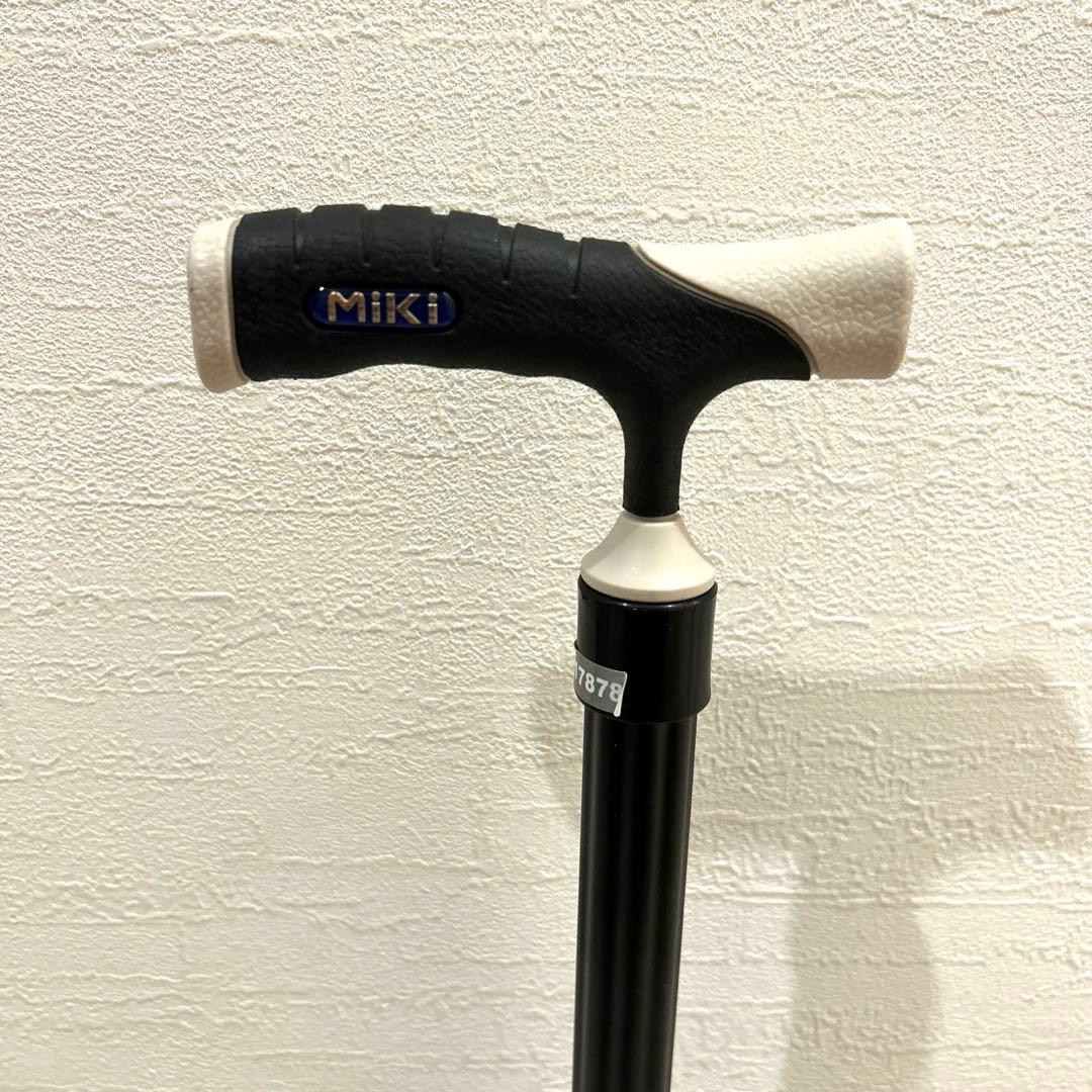 展示品　MIKI ミキ　ソフトグリップ 四点杖　アルミ　介護　杖　怪我　ブラック