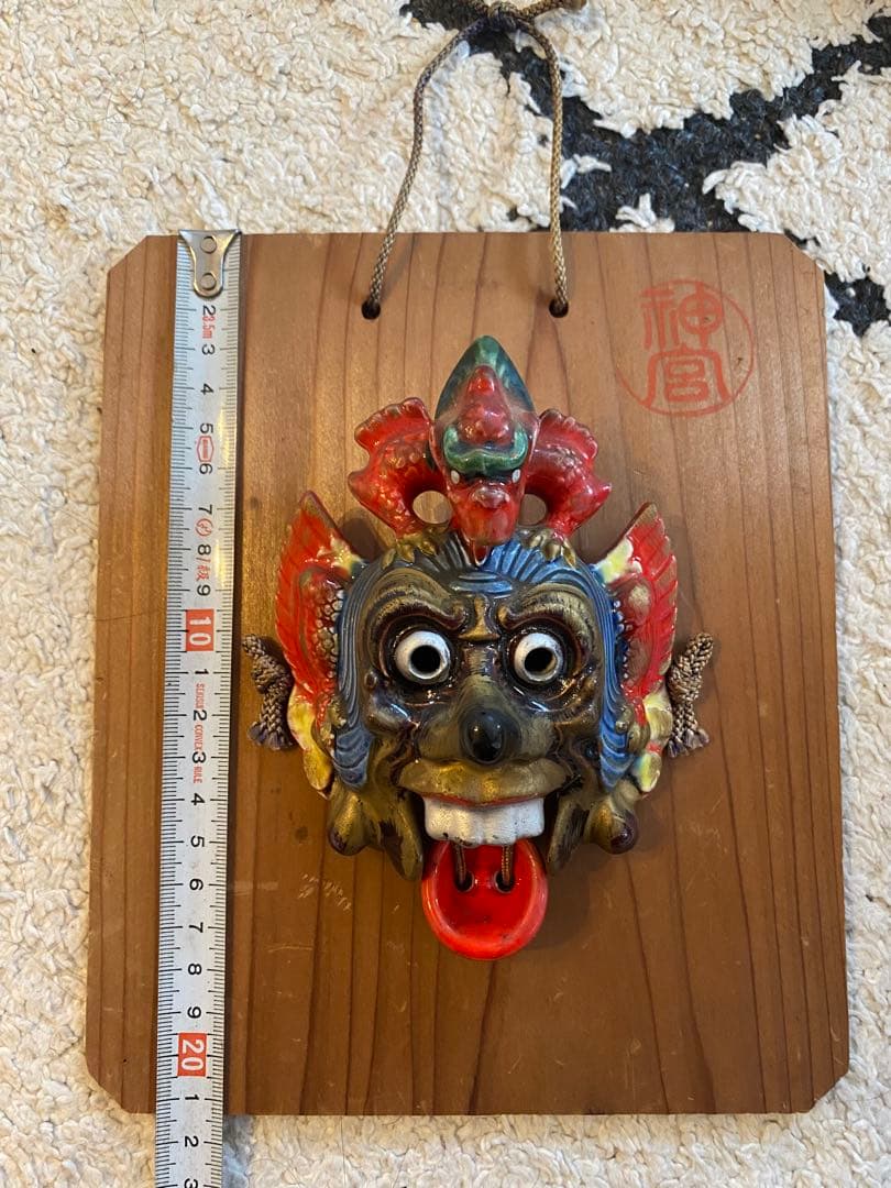 【昭和レトロ】伊勢神宮　舞楽「蘭陵王」の面額　多色 約21cm