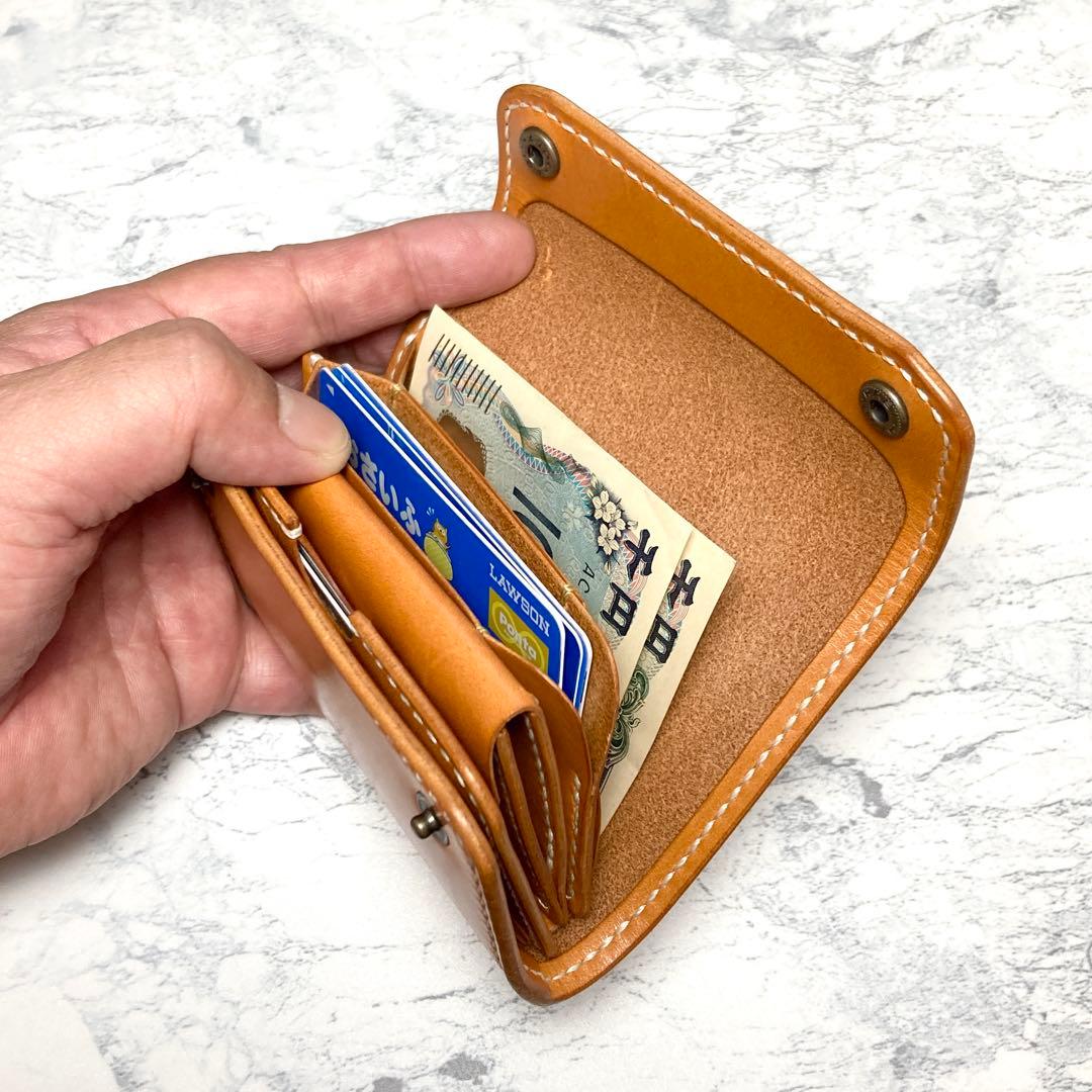 栃木レザー コンパクト財布 本革 ミニウォレット キャメル メンズ レディース