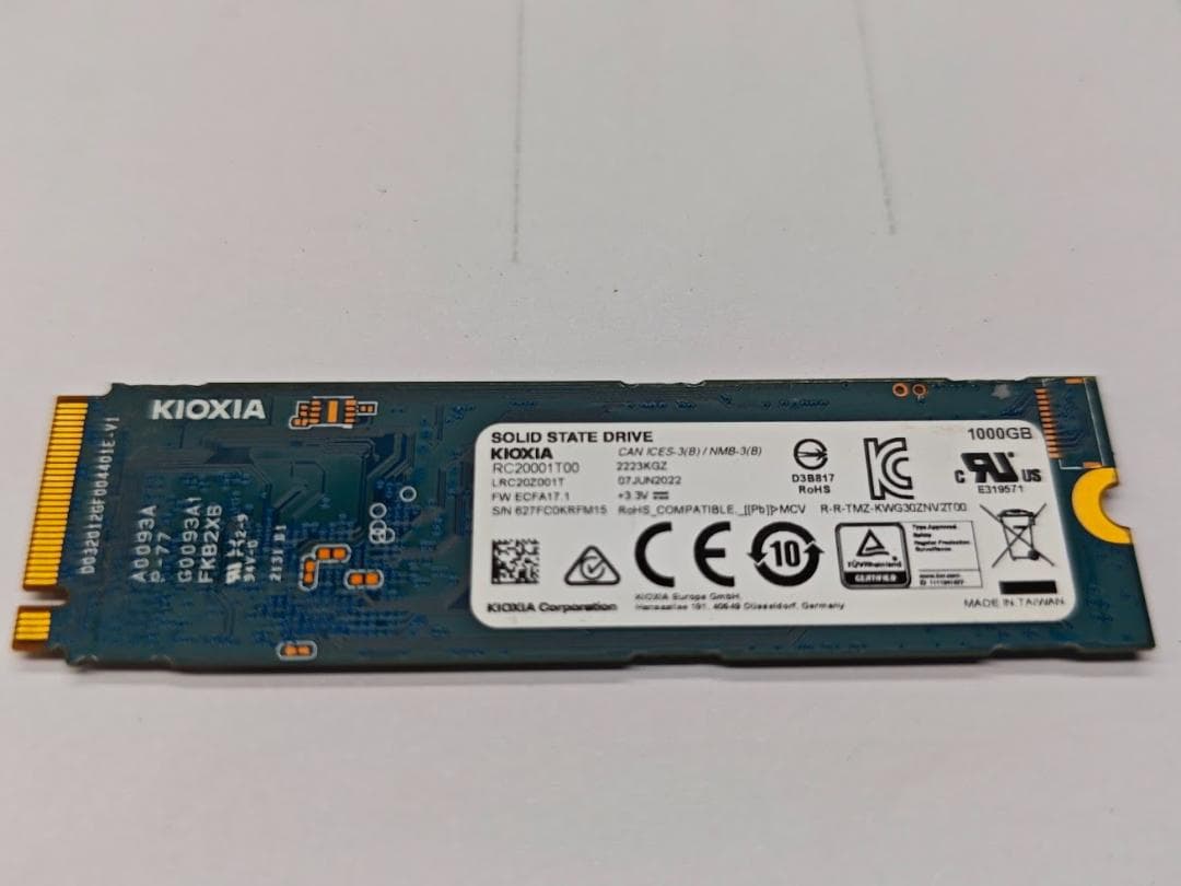 【中古】KIOXIA EXCERIA G2 1000GB NVMe SSD