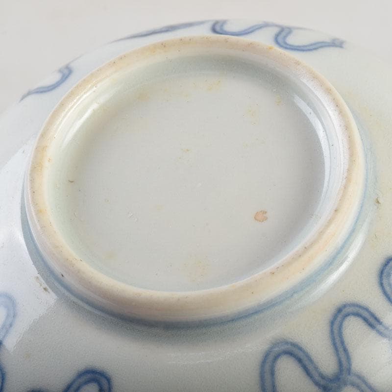 茶道具　伊万里焼　染付　菊桐文　茶碗　時代箱付　V　9117