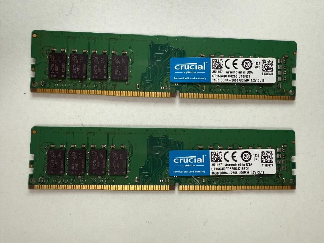 crucial 32GB DDR4 2666MHz メモリ(16GBx2)