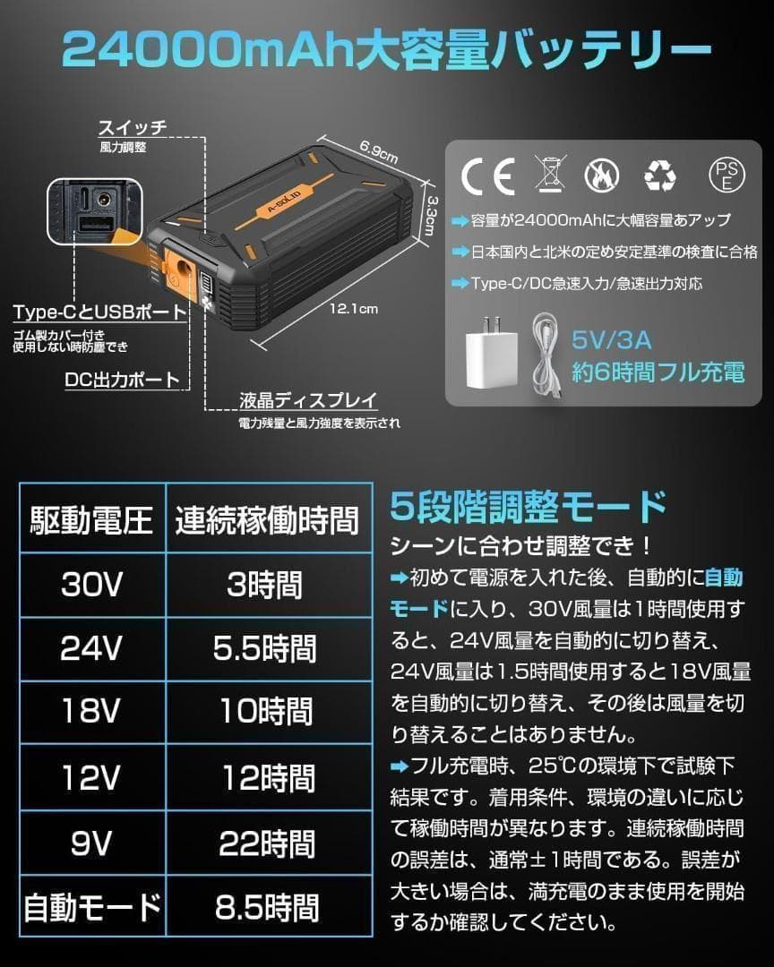 【2680-61-37】空調作業服 ファンバッテリー　セット　30V