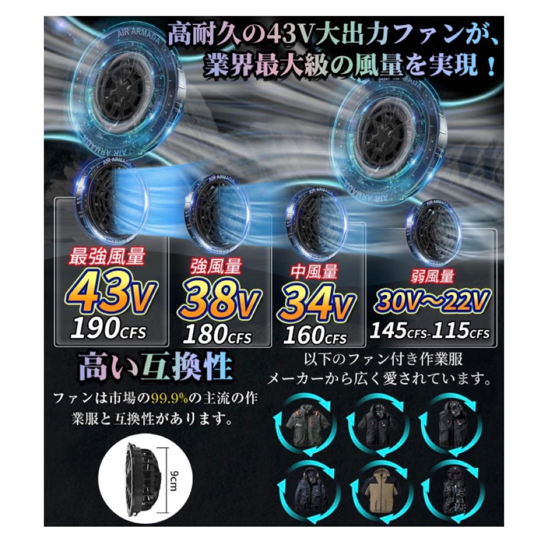 【新品】43Vファンバッテリーセット 最大級 空調作業服用ファンバッテリー