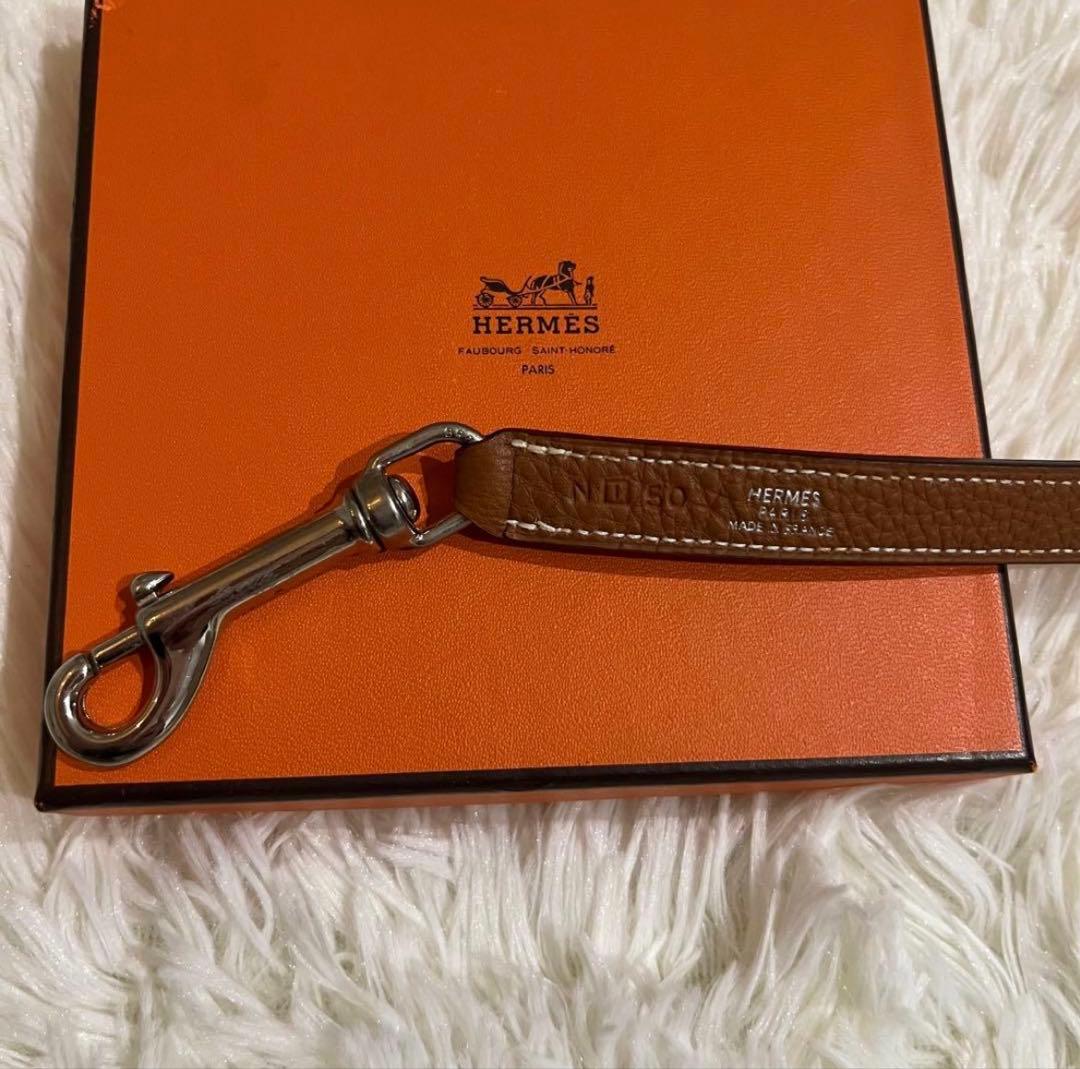 HERMES エルメス リード ブラウン シルバー金具 犬用 美品