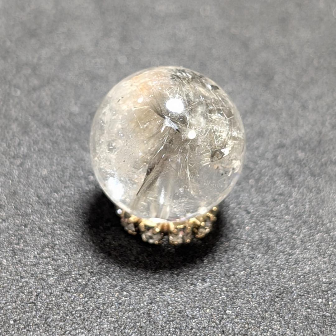 【鉱物の宝箱】プラチナルチルクォーツ 一点物 11ミリ 粒売り 貫通穴あり