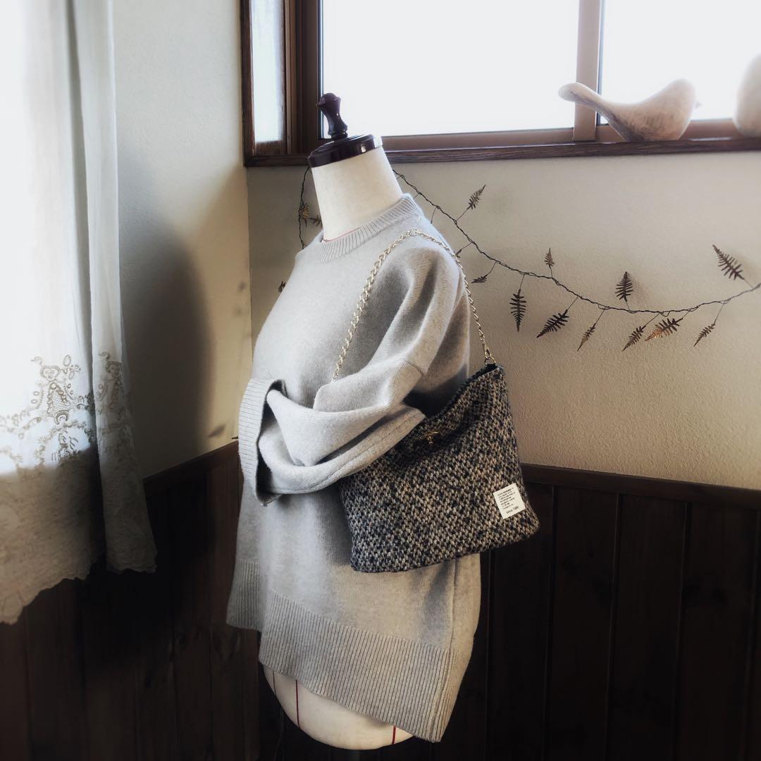 ツイードチェーンバッグ 中型　ハンドメイド
