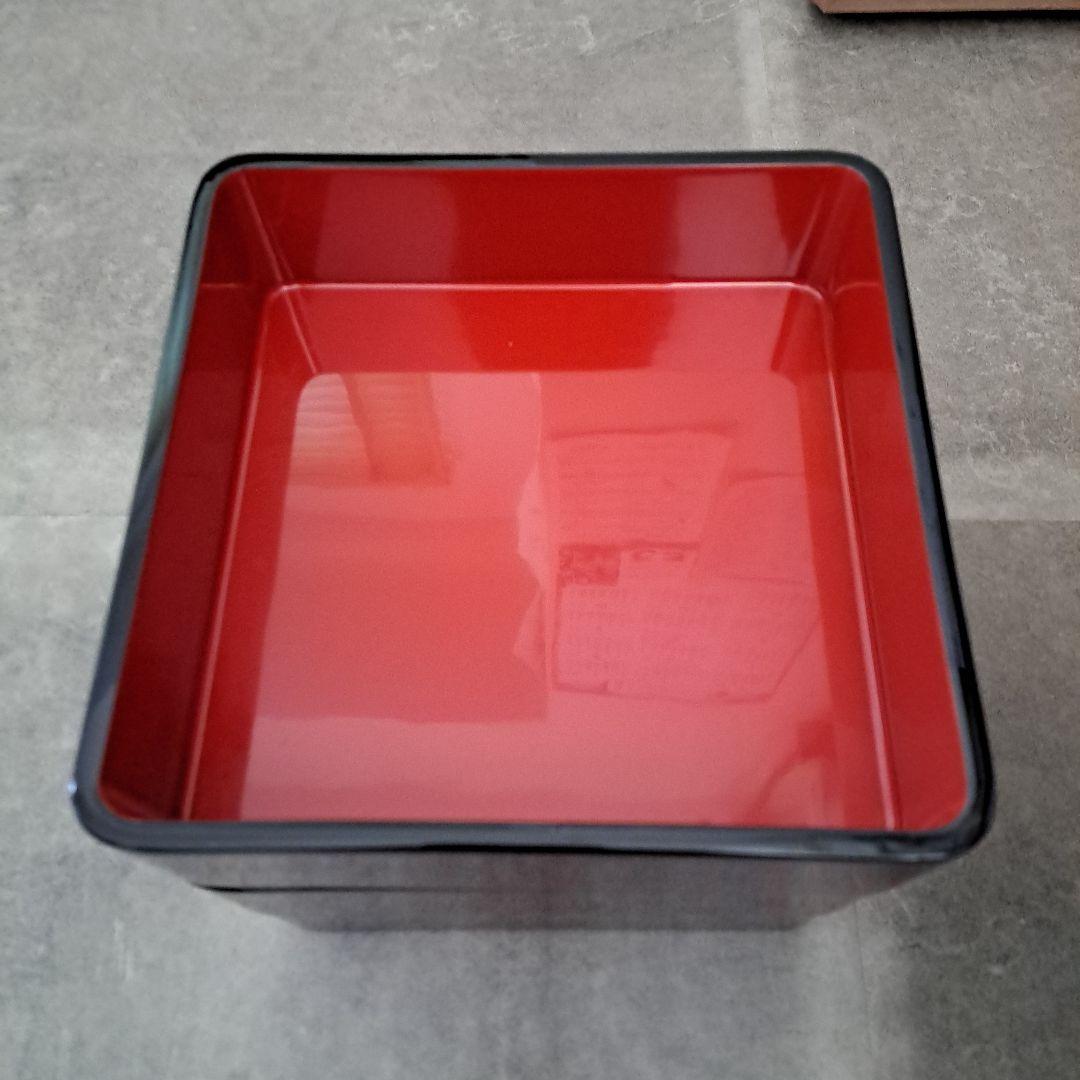 重箱　漆器　越前漆器　越前塗　沈朱　牡丹彫　新品　未使用
