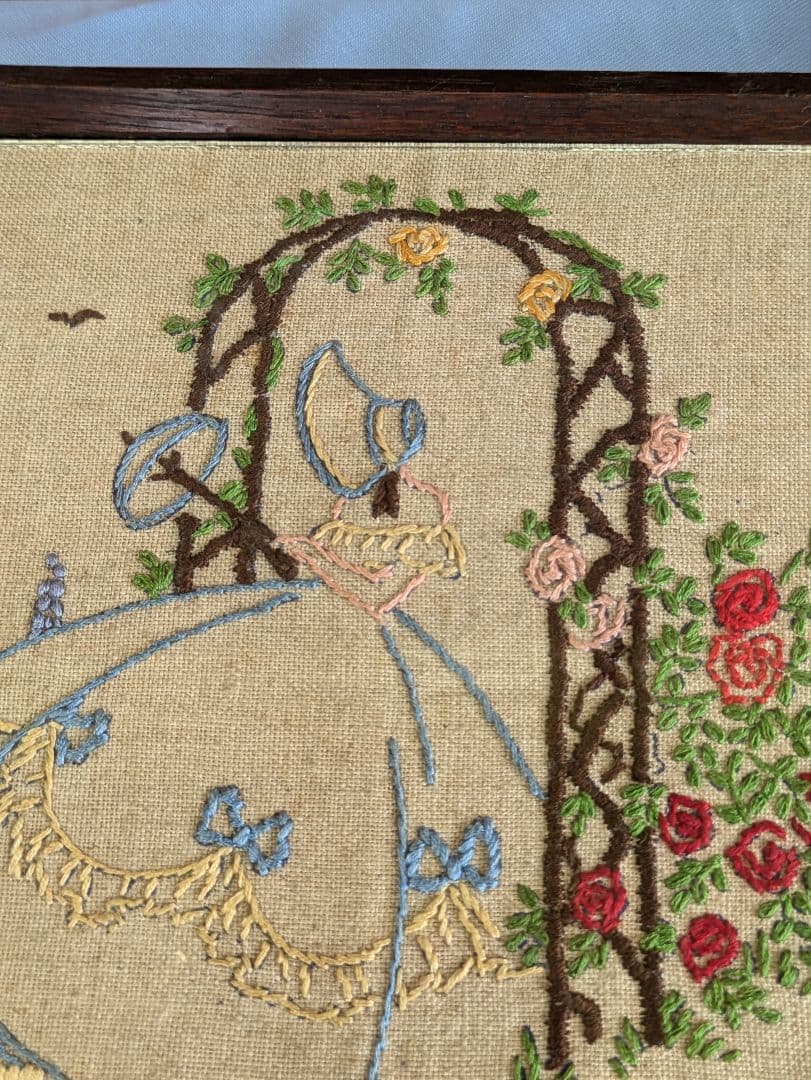 イギリス アンティーク イングリッシュガーデン 刺繍額