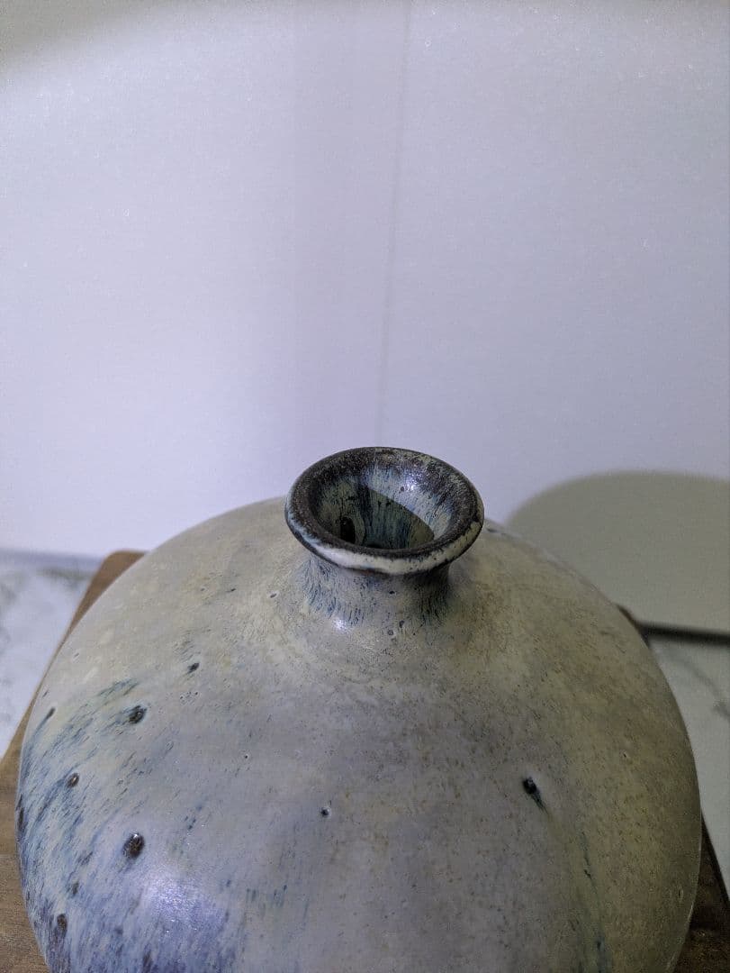 【小代焼】 藁灰釉 舟徳利 花生 花入 花器 共箱付 検：福田豊水 瑞穂窯