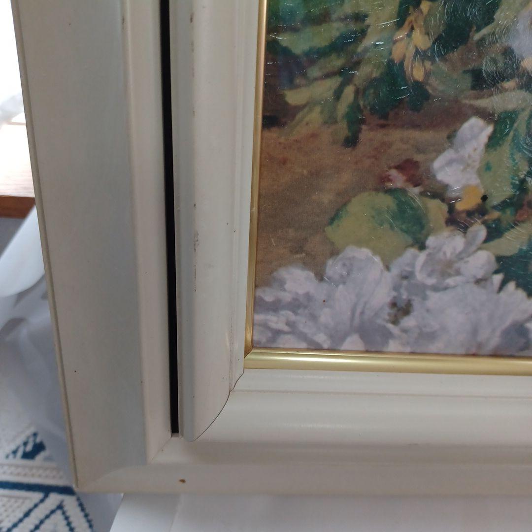 ルノアール花の絵画 白いフレーム付き