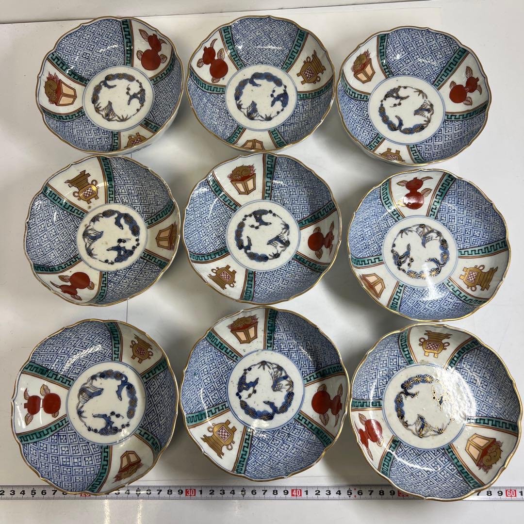 古伊万里　膾皿　17枚　直径15.2㎝　東な7-1201②