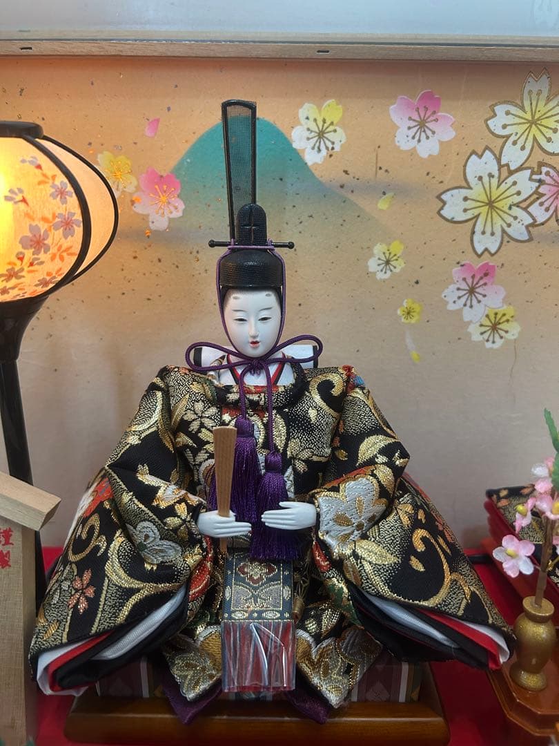 【未使用】雛人形 親王飾り ケース入り オルゴール付き 桃の節句 ひなまつり