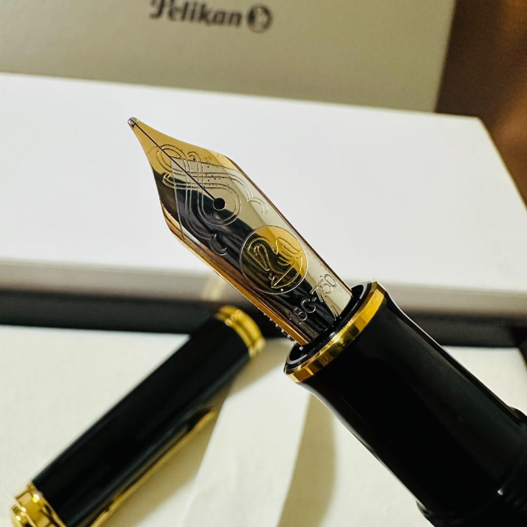 極美品 Pelikan ペリカン M1000 グリーンストライプ M 18K