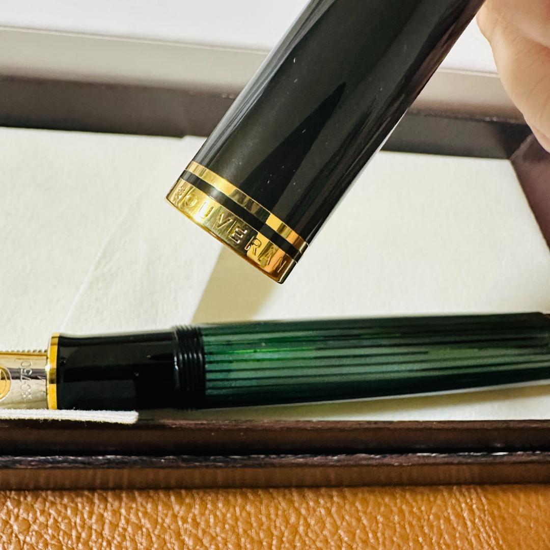 極美品 Pelikan ペリカン M1000 グリーンストライプ M 18K