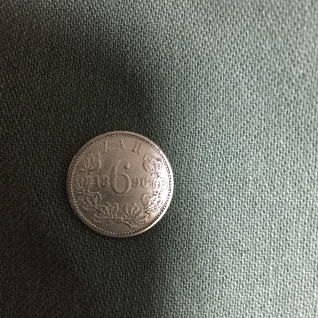 レア 幸せの6ペンス銀貨 トランスバール共和国1896 シルバー925