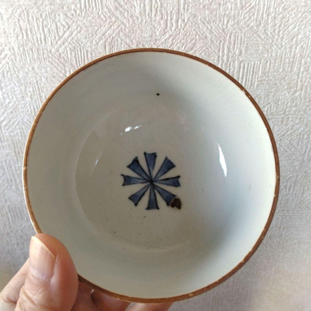 《期間限定セール！〜2/28まで》古伊万里染付幾何学花文蓋付茶碗蕎麦猪口江戸時代