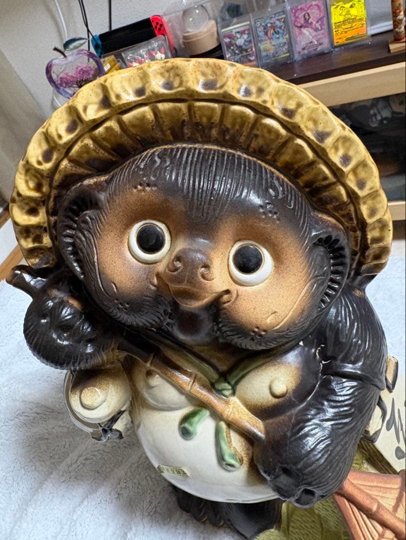 【縁起物】信楽焼 福熊手狸 35cm 意匠登録済 商売繁盛 開運 置物