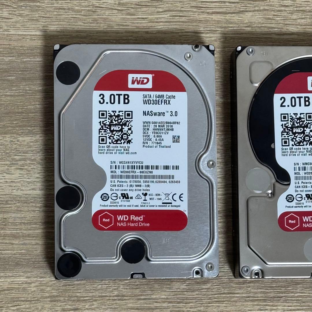 正常判定 HDD 3台セット 合計11TB WD Black / Red