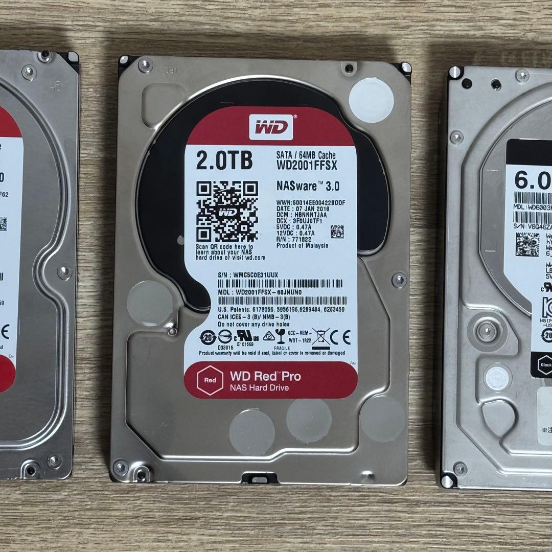 正常判定 HDD 3台セット 合計11TB WD Black / Red