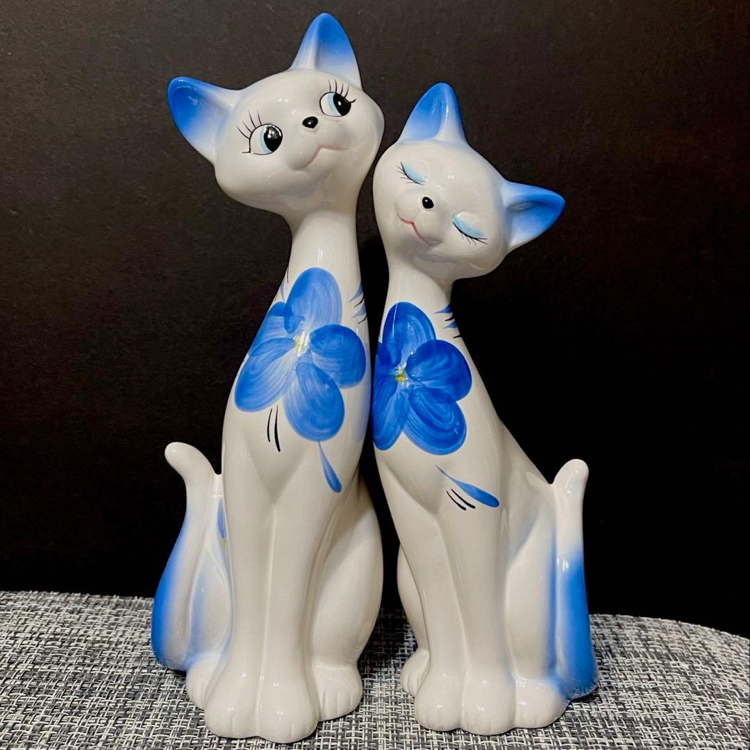 昭和レトロな猫の陶器製置物