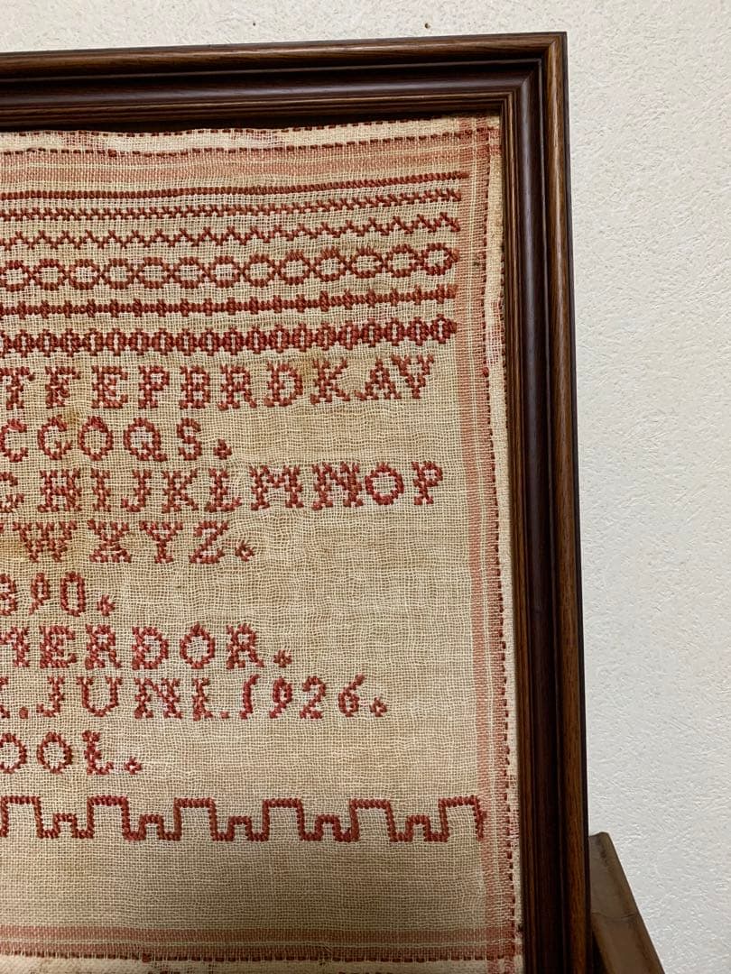 お値下げ！ヴィンテージ アルファベット　刺繍サンプラー　額装品　アンティーク