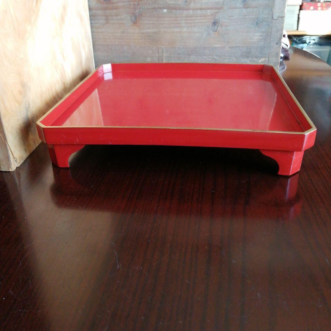 漆器　足付御膳　5客　27.3cm　明治～大正期