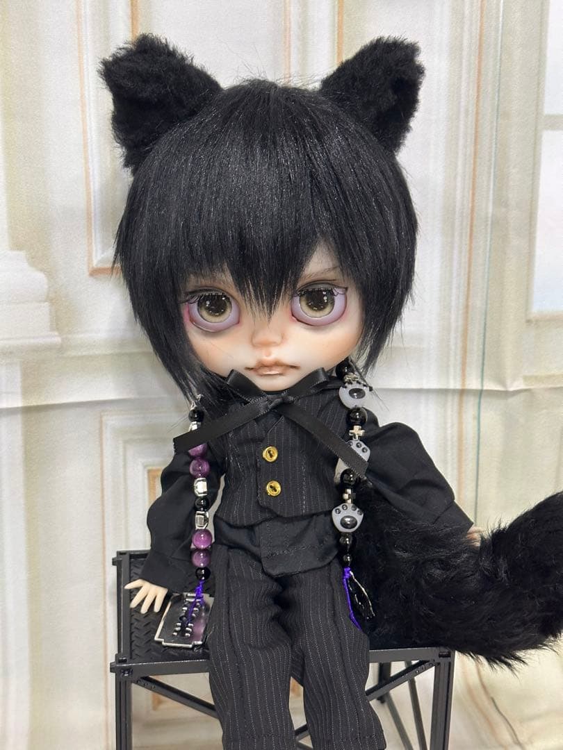 ☆*☆様 アイシードール本体男の子　ボアウィッグ　OF付き 黒猫