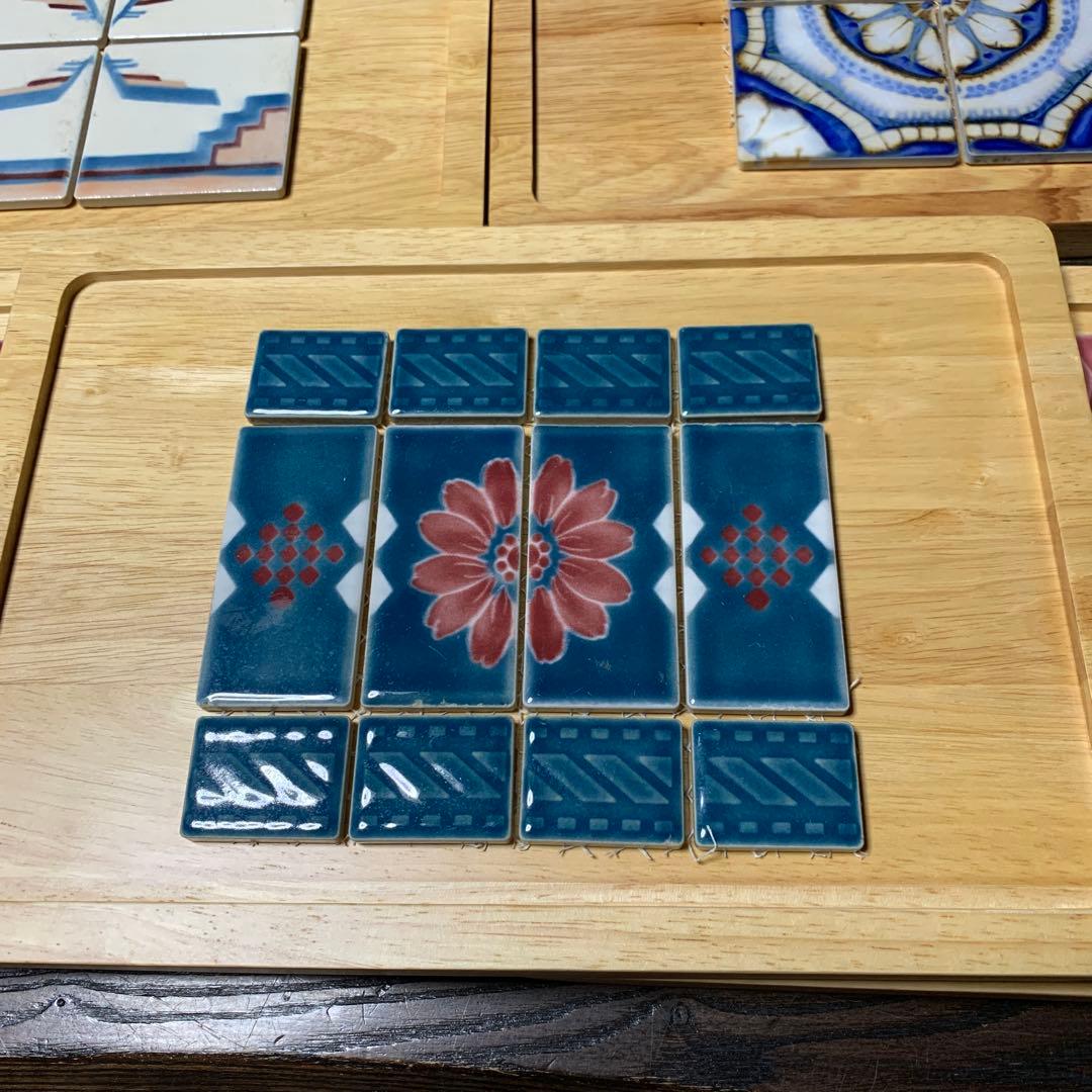 タイル　木製トレー　ハンドメイドに