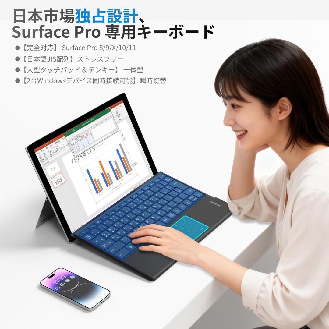 Ewin Surface Pro 8/9/X/10/11キーボード ワイヤレス