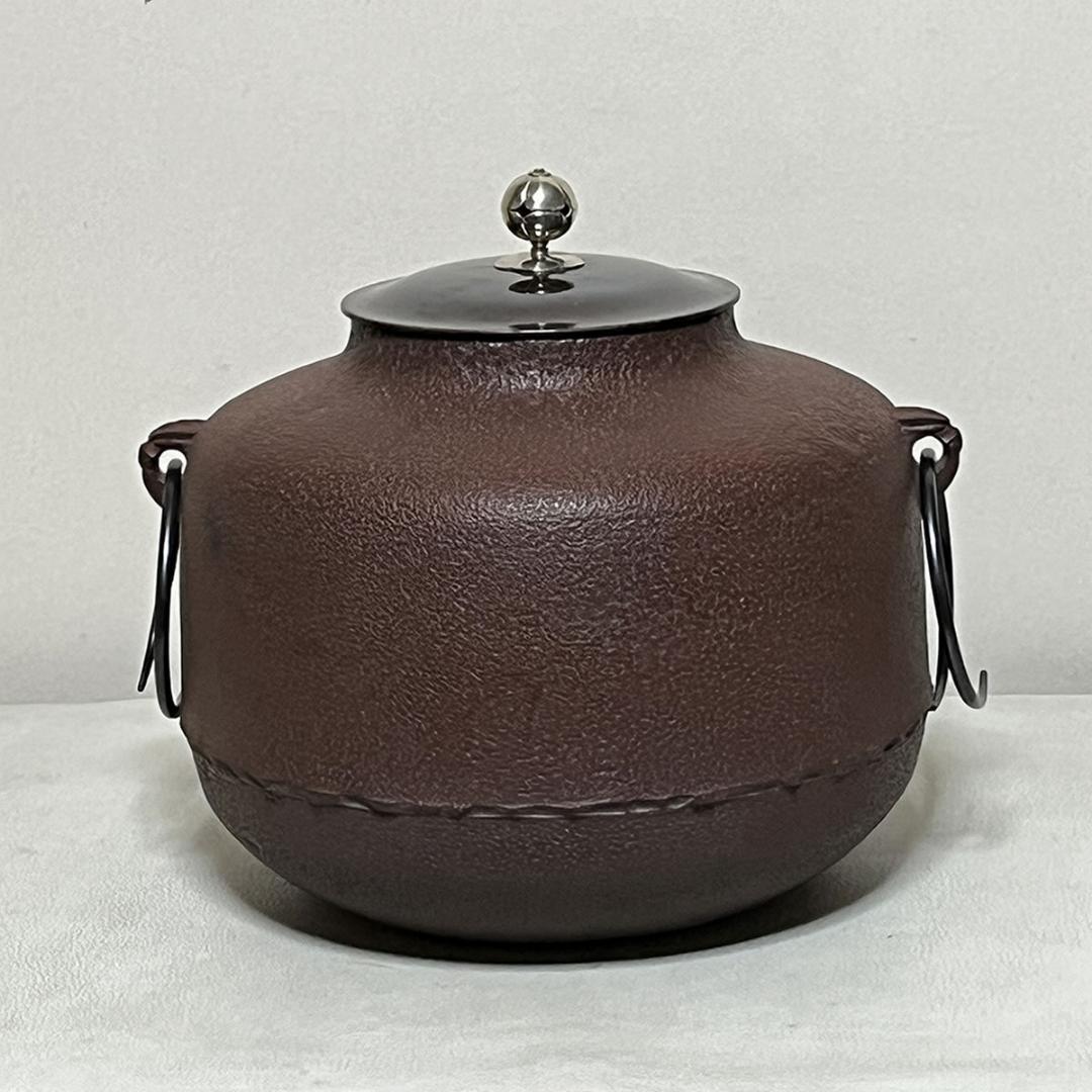 高橋敬典 利休好 南鐐撮 阿弥陀堂釜 銀摘み 共箱 茶釜 茶道具 【k3687】